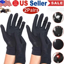 2 Pairs Copper Compression Gloves Finger Support Anti Arthritis Hand Pain Relief