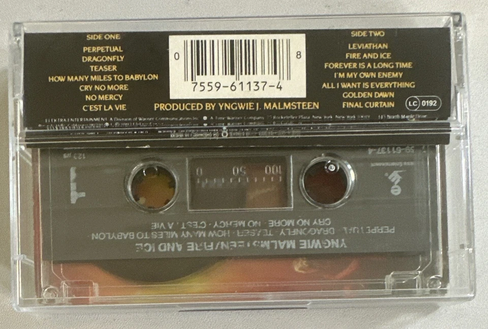 Yngwie Malmsteen - Fire & Ice Hard Rock Cassette Tape EX/ EX Condition - Image 3 of 4