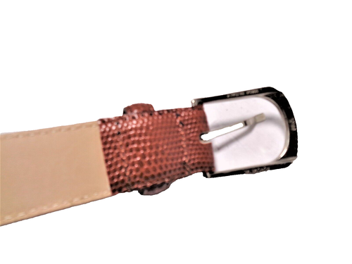 Made in Italy Womens Genuine Leather Lizard Skin Embossed Dress Belt Sz L - Picture 5 of 15