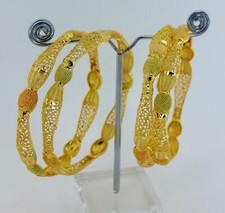 PREMIUM YELLOW GOLD PLATED 22K 4 SET CHURI KARRA BANGLES PAKISTANI INDIAN STYLE