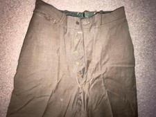 VTG WWII MENS 30 X 30 GREEN WOOL BUTTON FLY FRENCH MILITARY ARMY UNIFORM PANTS