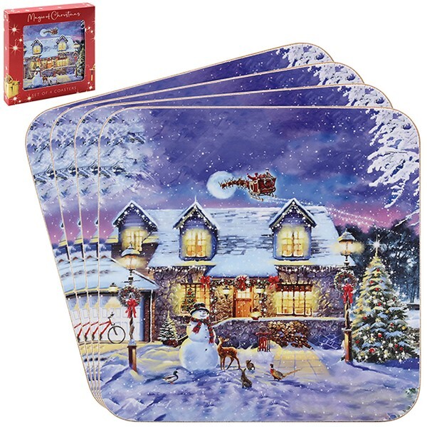 Christmas Festive Santa Robins Set of 4 Placemats Coasters Xmas Table