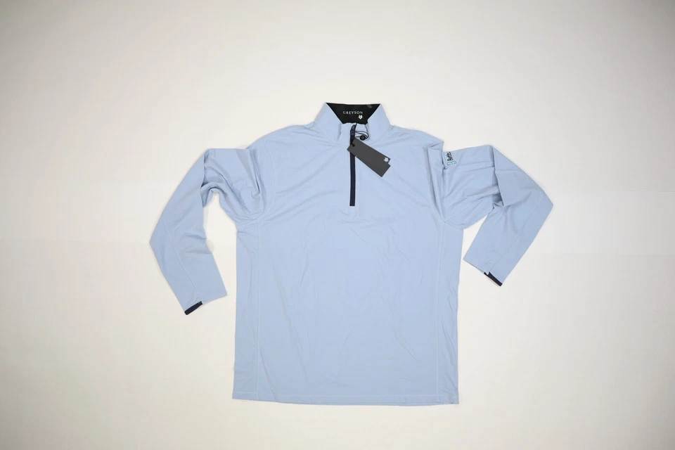 Chaqueta de Golf Italiana Greyson 1/4 Cremallera Tate Pullover Azul Lobo Claro Marca Para Hombres L Foto 3 de 4