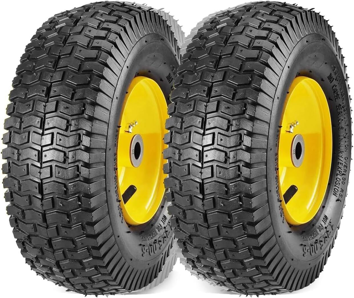 Set 2 of 13x5.00-6 Lawn Mower Tires with Wheel, 4PR Tubeless Tractor Turf Tire