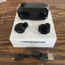 Wireless In Ear Headphones Charging Case Charging Cord Black IOS Android Tested