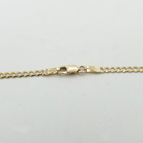 10k Gold Cuban Curb Link Pendant Chain Necklace Textured Two Tone New 18in - Picture 5 of 7