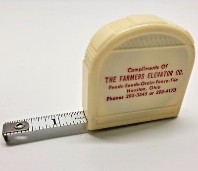 VTG The Farmers Elevator Co Feed Seed Grain Houston OH Advertising Tape Measure