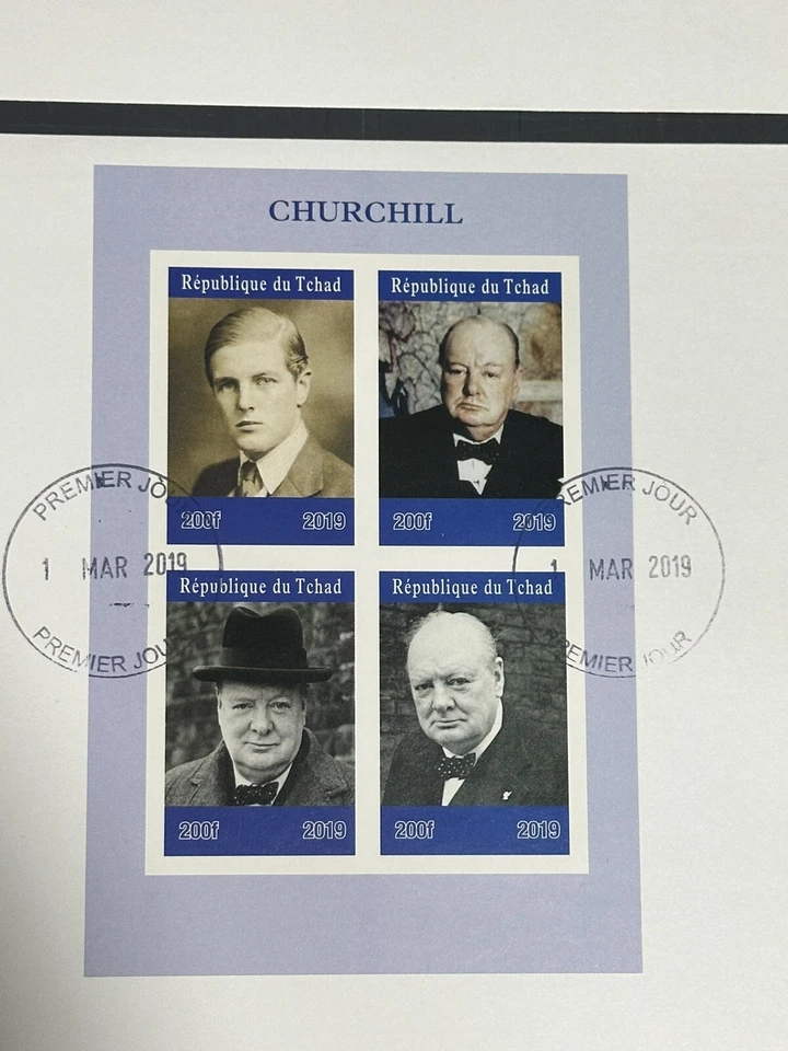 Chad 2019 (2 First Day Covers) Winston Churchill Aviation (PERF. + IMPERF.) - Image 2 of 3