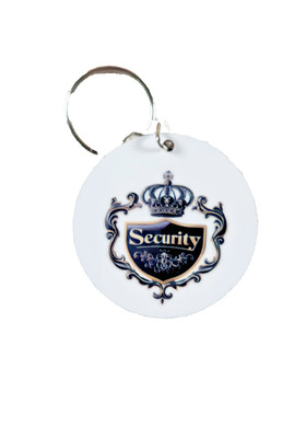 Keychain Security  Badge White Acrylic Round Occupational Worker