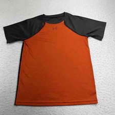 Under Armour HeatGear Youth Medium Loose Fit Orange Gray Athletic T Shirt