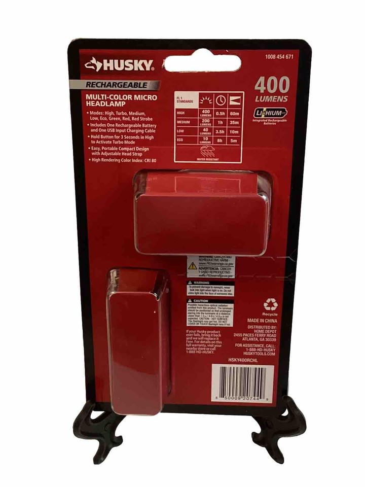 Husky Rechargeable 400 Lumen Multi-Color Micro Headlamp USB Water ...