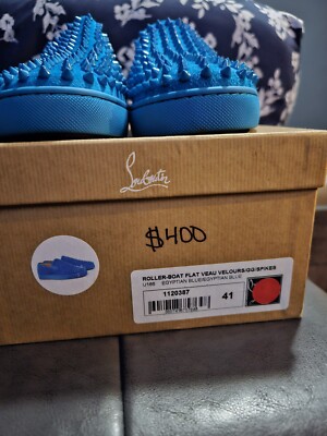 CHRISTIAN LOUBOUTIN PIK BOAT FLAT VELOUR GG SHOES SIZE 41 SNEAKERS AUTHENTIC