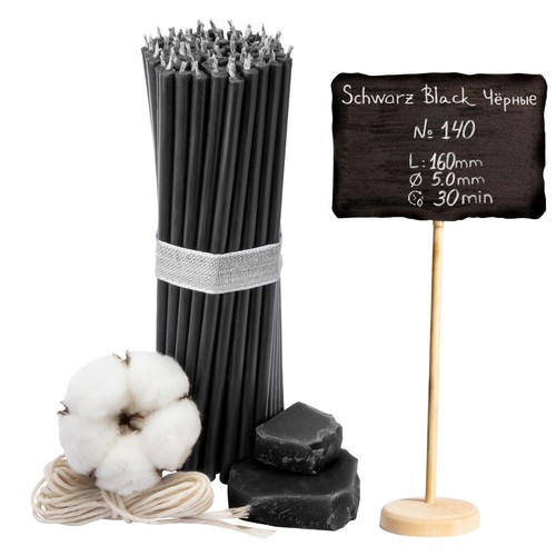 50 pcs Diveevo black ritual dripless beeswax candles L-6.3 in, Ø-0.2 in - Picture 4 of 5