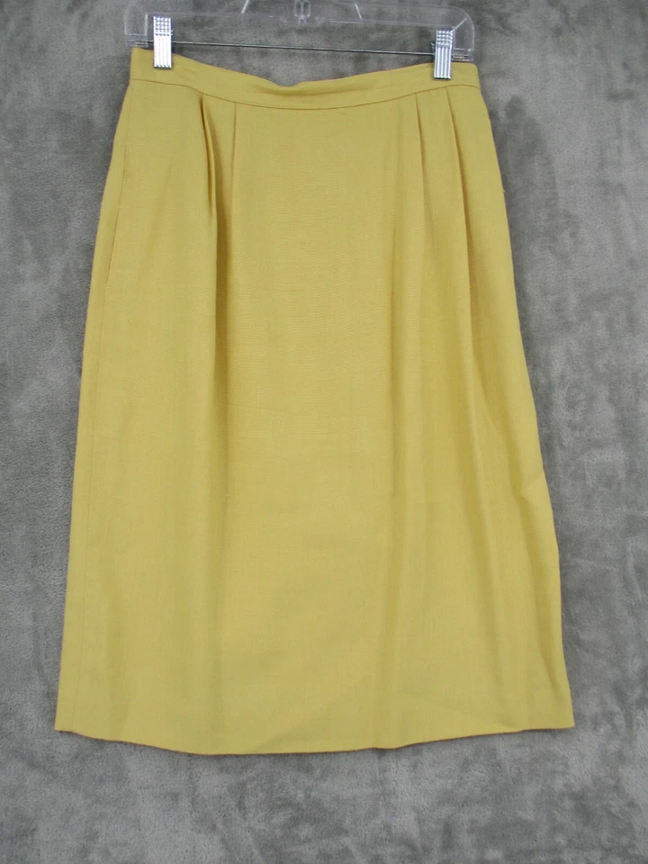 Kasper ASL Falda Traje Mujer 10 Lino Blazer Carrera Preppy Cuadros Perla Botón Foto 4 de 4