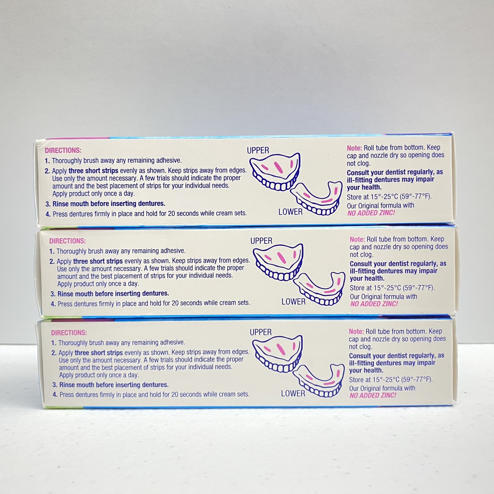 3 Boxes Effergrip Minty Fresh Denture Adhesive Cream 1.5 oz EXTRA STRONG HOLD