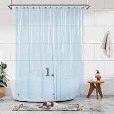 Shower Curtain Liner - Premium Clear Light Blue PEVA Shower Liner with 3 Magnets