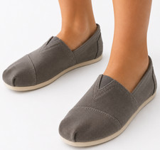 TOMS Alpargata Canvas Slip On Flats Womens 8 Gray Casual Comfort Walking Loafers