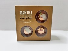 Vintage 2002 Martha Stewart Everyday Glass Ornaments Gold Netting Kmart Set of 4