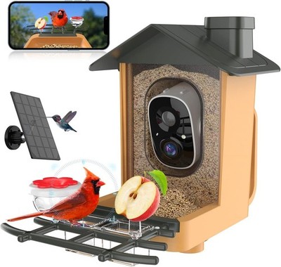 Vogelfutterstation Kamera 2K HD Futterhaus mit Vogelerkennung 100 g für Garten