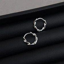 Women's Silvery Round Geometric Twisted Ear Buckle Copper Fashionable Earrings