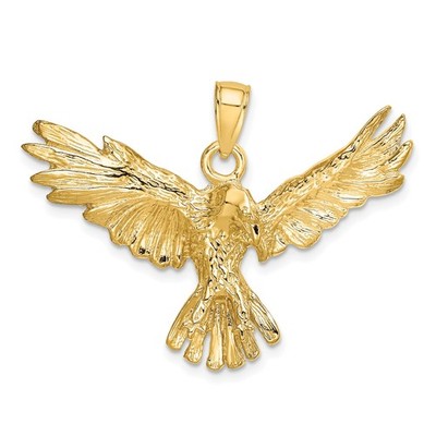 14k Gelbgold Massiv Adler Anhänger Vogel im Flug Patriotisch Charm