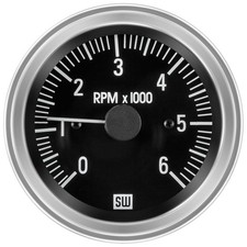 Stewart Warner Deluxe Series Tachometer 0-6000 3 38 Dia Black Face 82162b