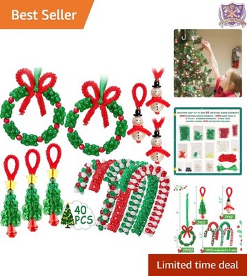 40-Piece Christmas Beaded Ornament Kit for Families - Create Unique Decorations