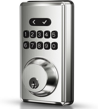 Satin Nickel Keyless Entry Deadbolt with Keypad and Auto Lock Feature