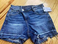 RISEN Women s Blue Denim Cut Off Shorts Frayed Hem Size S RDS6075