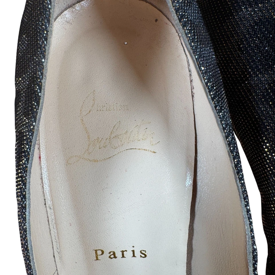 Christian Louboutin Leopard Metallic Lame Fifi 100 Pumps Heels Size 38.5 - Image 3 of 4