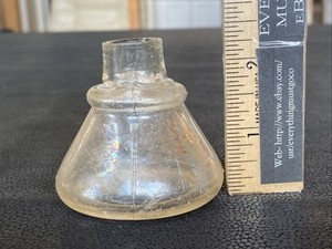 Antique Iridescent Clear Sheered Lip Cone Ring Shoulder 19th C Ink Well Bottle