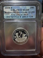 2009-S 25c Silver Northern Mariana Islands Quarter-ICG PR70DCAM First Day Issue