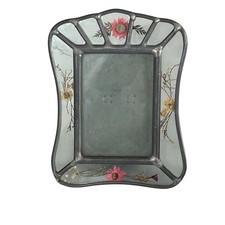 Vintage Glass Pressed Flower Photo Frame 3 1/4" x 2 1/4" Picture Lead Seam