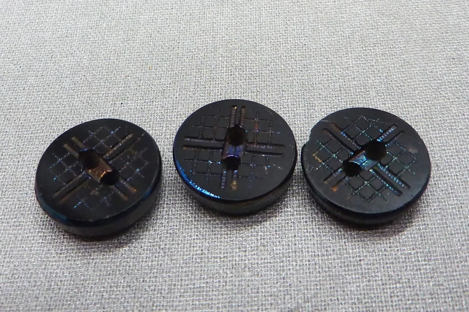 10 botones antiguos vintage de vidrio negro de 7/16" a 1/2" (juego 56) Foto 4 de 4