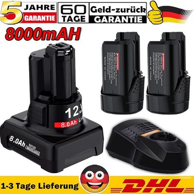 8000mAh Für Bosch Professional GBA 12V 4Ah Akku BAT411 Li-ion GSR/GDR/GSA BAT412