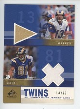 KURT WARNER TORRY HOLT PATCH 2003 UD SP GAME USED TWINS GOLD 13/25 JERSEY # 1/1