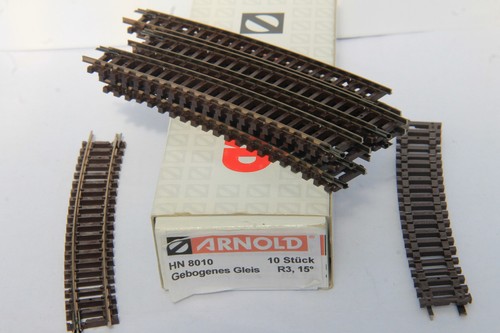 Arnold HN 8010 Gebogenes Gleis R3  15°, 10 Stück NEU  in OVP | Condition: Neu