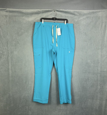 FIGS Slim Cairo Cargo Scrub Pants Mens Size 2XL Teal Blue Technical Collection