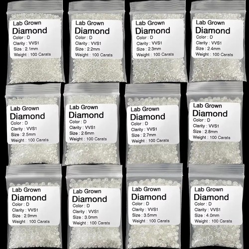 Certified 1 mm Round Cut CVD Diamond J Color SI1 Clarity 10 Pcs Diamond Lot - Picture 3 of 8