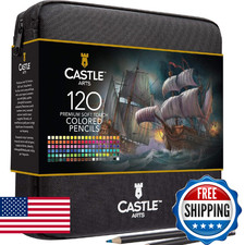 Castle Art Supplies 120 Colored Pencils with Zipper Quality Soft Coloured Lead