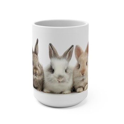 Three Adorable Baby Bunnies Mug | Rabbit Photo Ceramic Mug