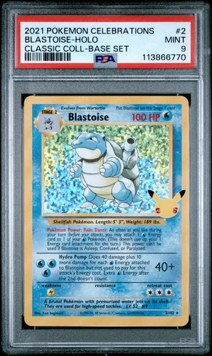 2021 POKEMON CELEBRATIONS CLASSIC COLLECTION #2 BLASTOISE-HOLO PSA 9