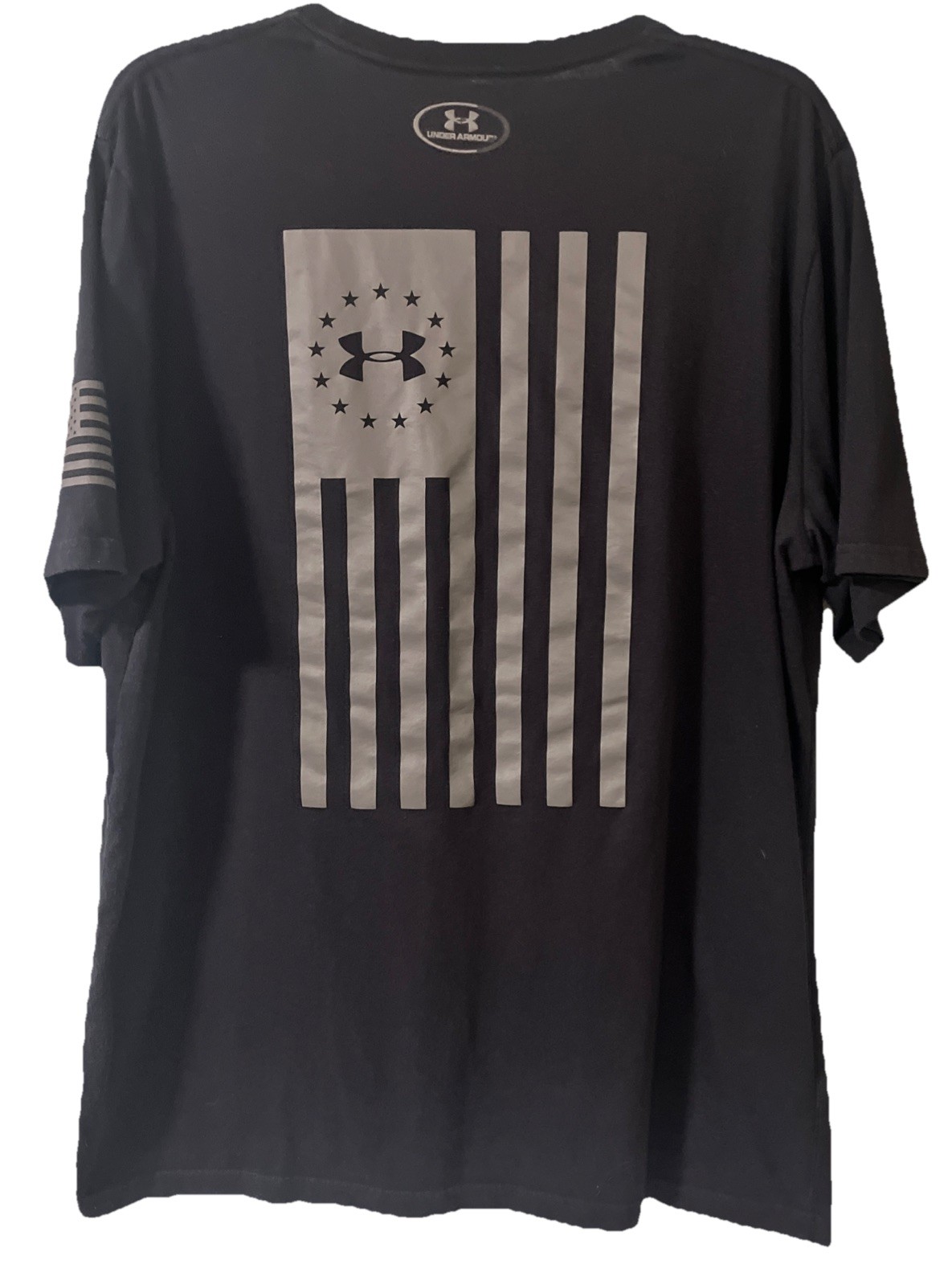 Under Armour Men Black T-Shirt Sz. 2XL Graphic Print “Freedom” Flag Short Sleeve thumbnail 8