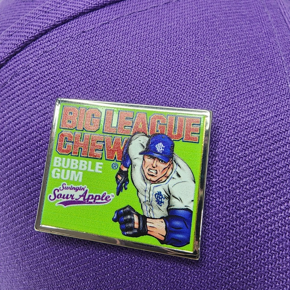 Big League Chew Atlanta Braves New Era Snapback Hat Enamel Pin MLB Purple Green - Image 4 of 4