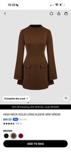 Cider high neck long sleeve mini dress size XS brown