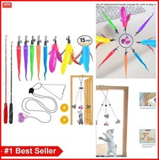 Interactive Cat Wand Toy Retractable Feather Teaser 15-38 Inch Indoor Cat Toy