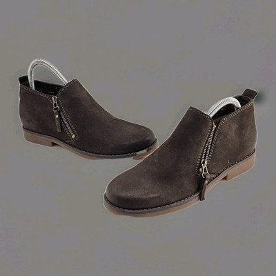 Hush Puppies Mazin Cayto Dark Brown Nubuck Leather Ankle Booties HW05977-201 9.5