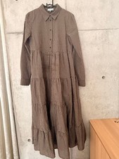 GANNI Gingham Check Long Dress Size 34 Brown Black Check