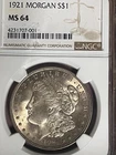 1921 P MORGAN DOLLAR beautiful gold toning NGC ms 64