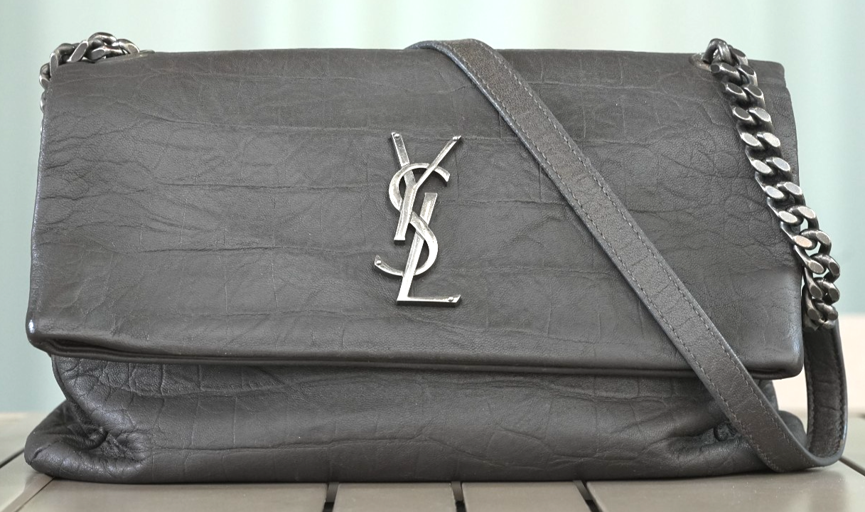 YSL Saint Laurent Hollywood Dark grey Calfskin Shoulder bag Crossbody